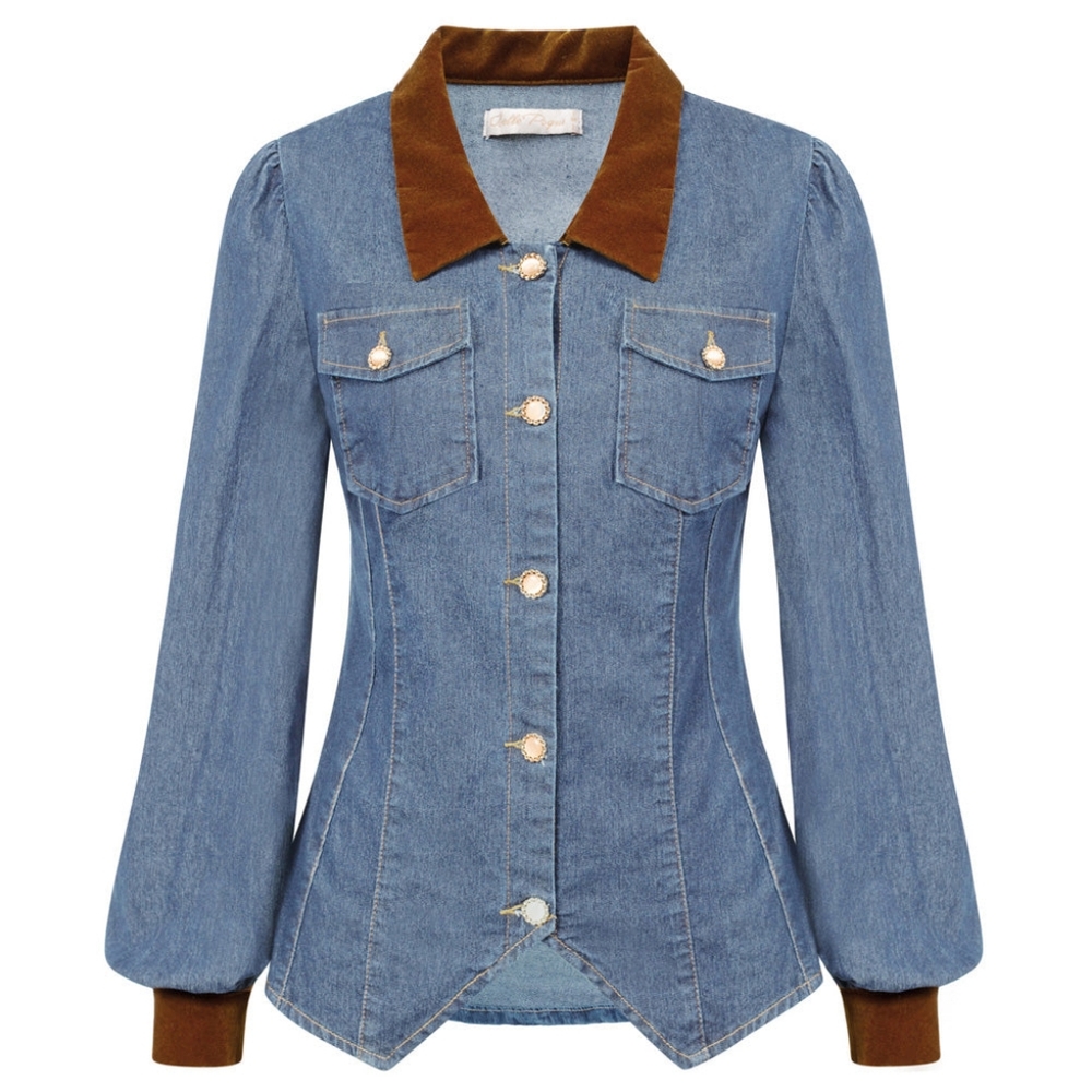 NWT - Vintage Style Lightweight Lt Jean Denim Button Down Jacket/Blouse - 2XL
